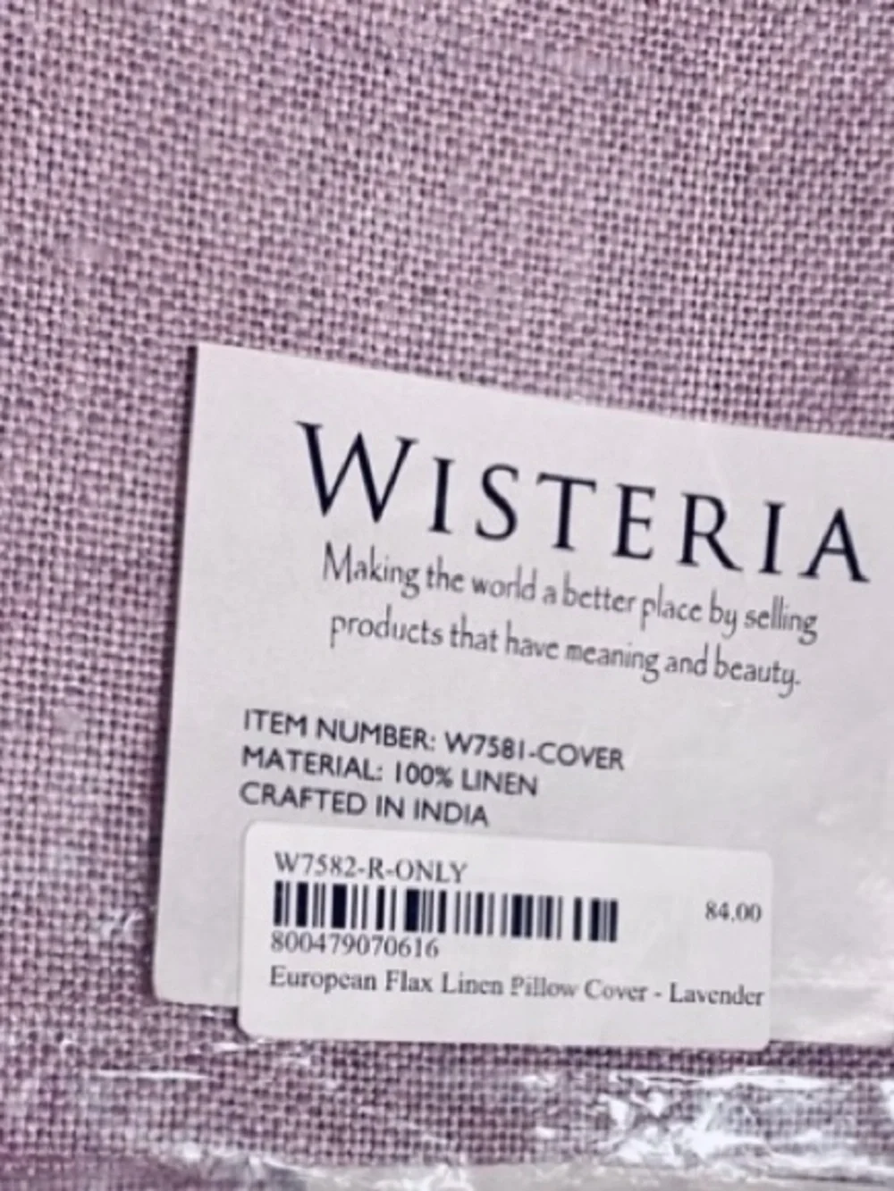 3 WISTERIA Lavender Pillow Covers  European 100% Flax Linen Decor NEW 24” x 16”